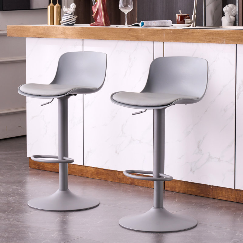 George Oliver Harjyot Modern Swivel Adjustable Height Bar Stool with Backrest Footrest for Kitchen Island Bar Counter Reviews Wayfair Canada